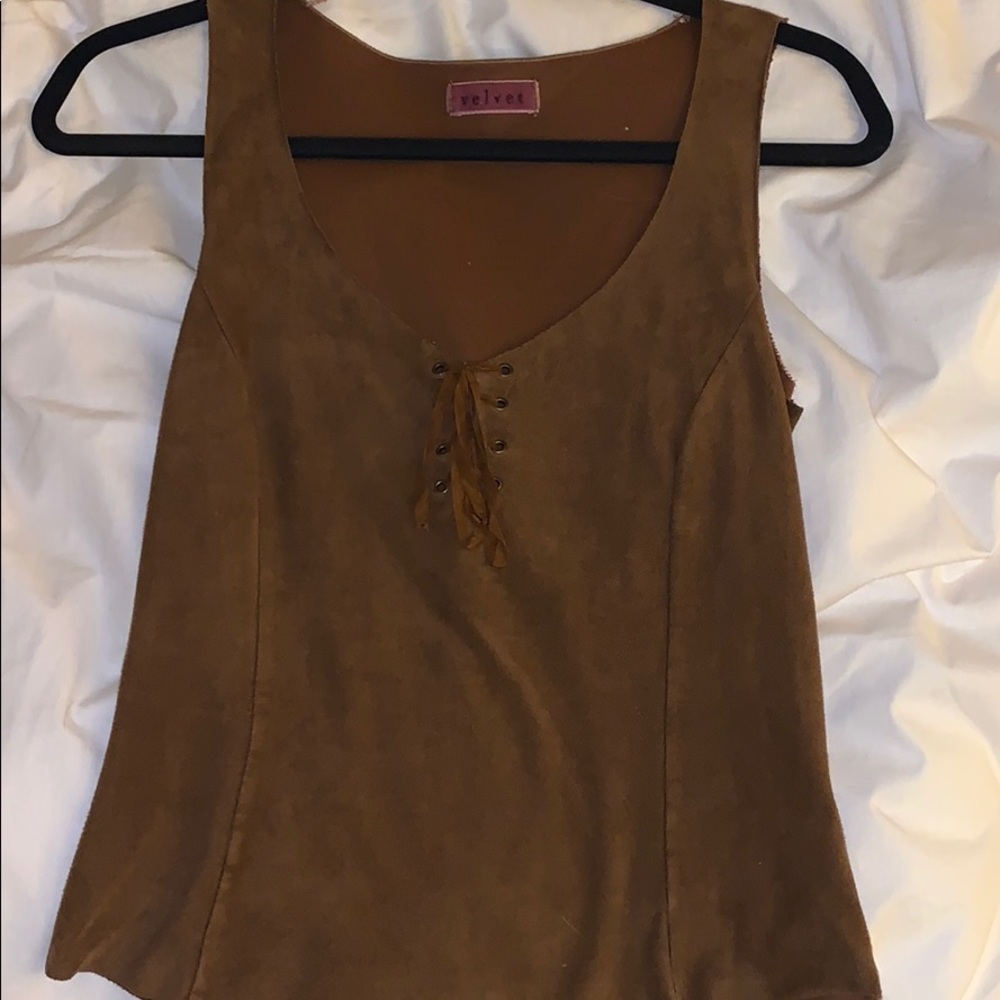 Velvet brown suede tank top